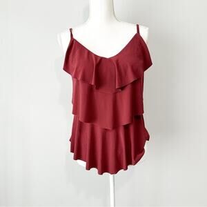 VENUS Burgundy Layered tiered tankini size 10 molded cups beach swimwear resort